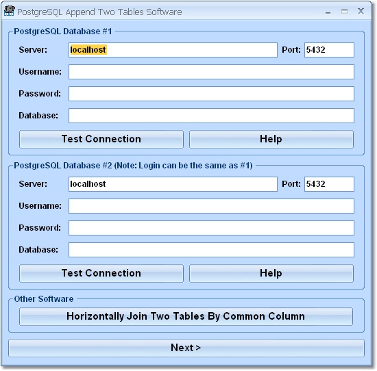 PostgreSQL Append Two Tables Software 7.0