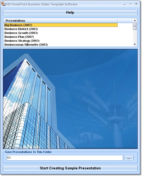 MS PowerPoint Business Slides Template Software screen shot