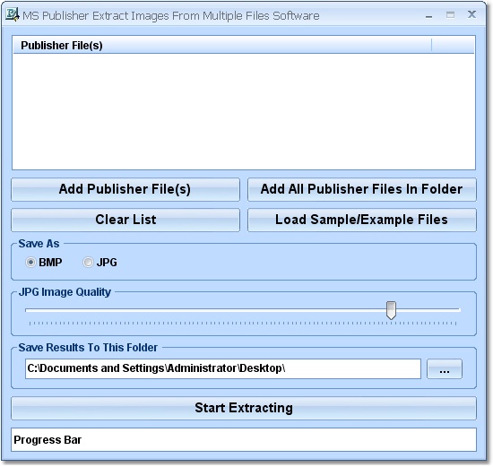 Click to view MS Publisher Extract Images From Files Software 7.0 screenshot