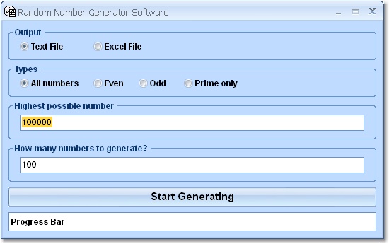 Random Number Generator Software screen shot