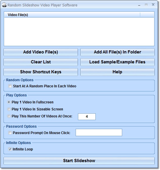 Random Slideshow Video Player Software screen shot