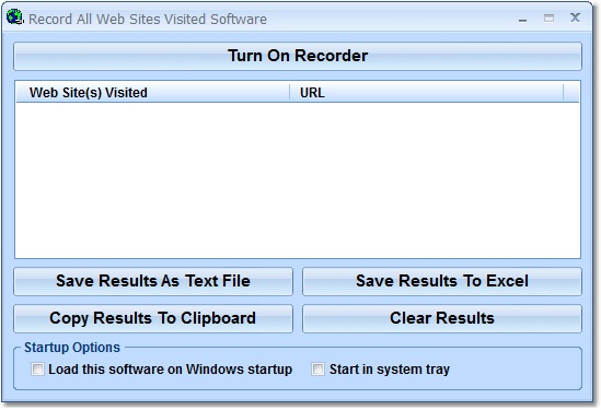 Record All Web Sites Visited Software screen shot