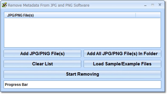 Remove Metadata From JPG and PNG Software screen shot