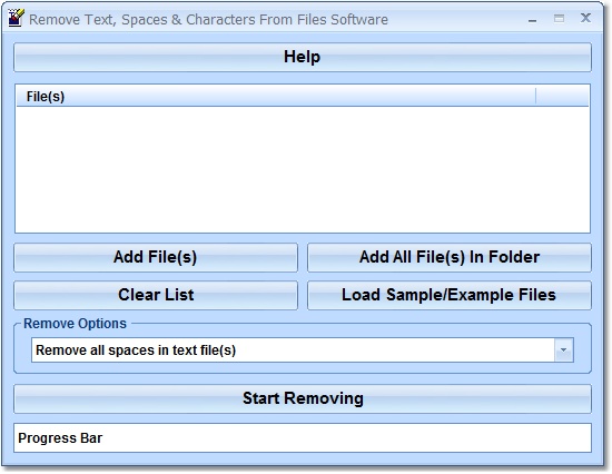 Screenshot of Remove (Delete) Text, Spaces & Characters From Text Files Software