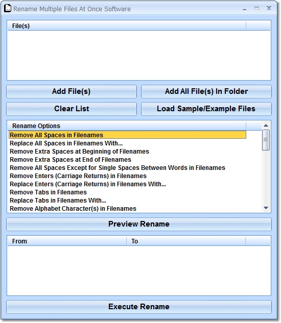 Screenshot of Rename Files Software