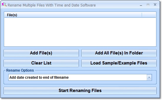 Rename Multiple Files With Time and Date Software screen shot