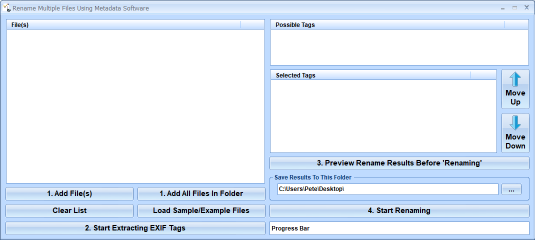 Rename Multiple Files Using Metadata Software 7.0 screenshot