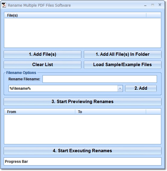 Rename Multiple PDF Files Software screen shot