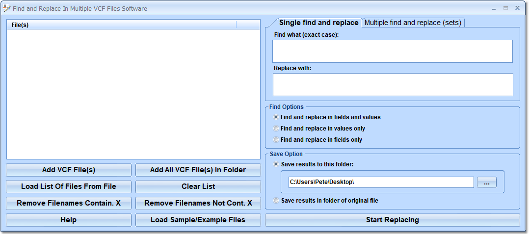Find and Replace In Multiple VCF Files Software