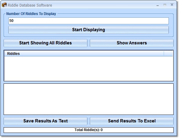Riddle Database Software screen shot