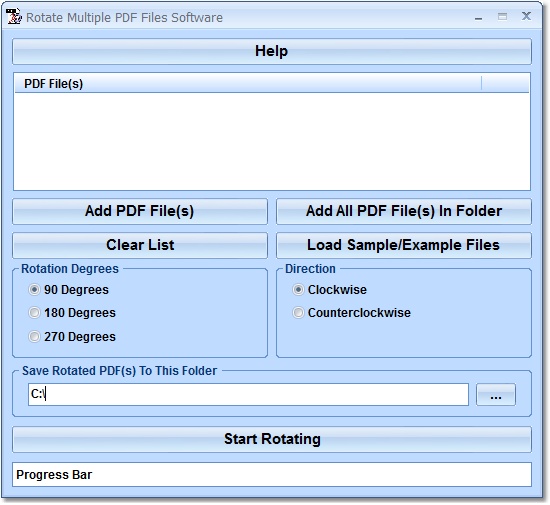 Rotate Multiple PDF Files Software screen shot