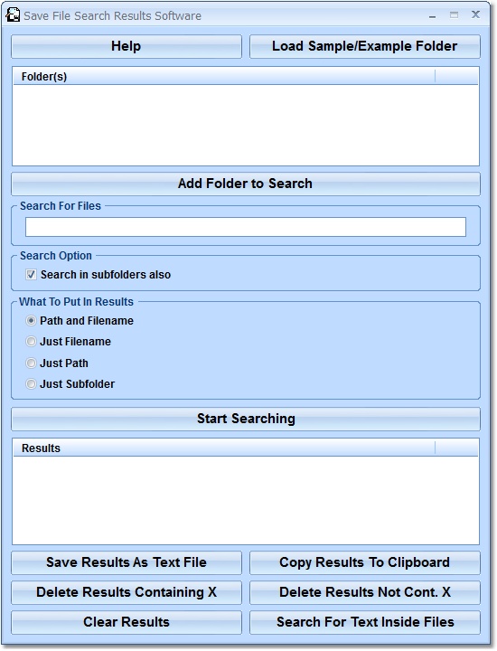 Save File Search Results Software screen shot