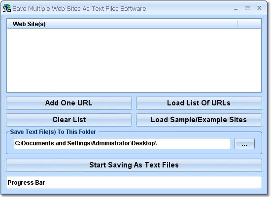 Save Multiple Web Sites As Text Files Software screen shot