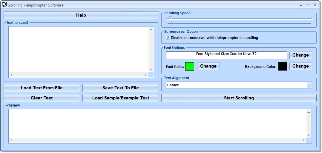 Scrolling Teleprompter Software screen shot