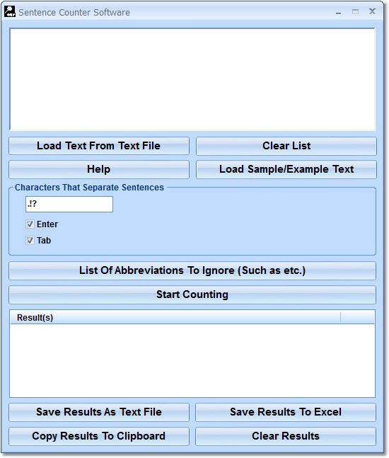 Sentence Counter Software screen shot