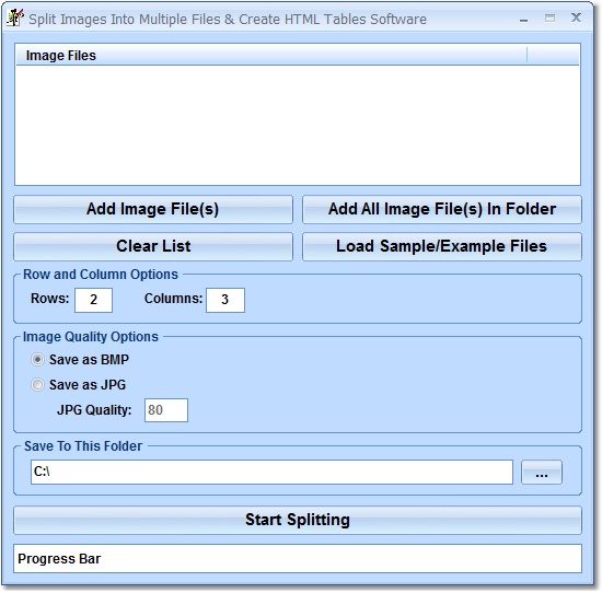 Split Images Into Multiple Files & Create HTML Tab screen shot