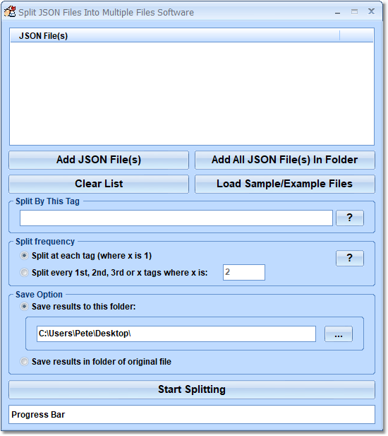 Split JSON Files Into Multiple Files Software 7.0 screenshot