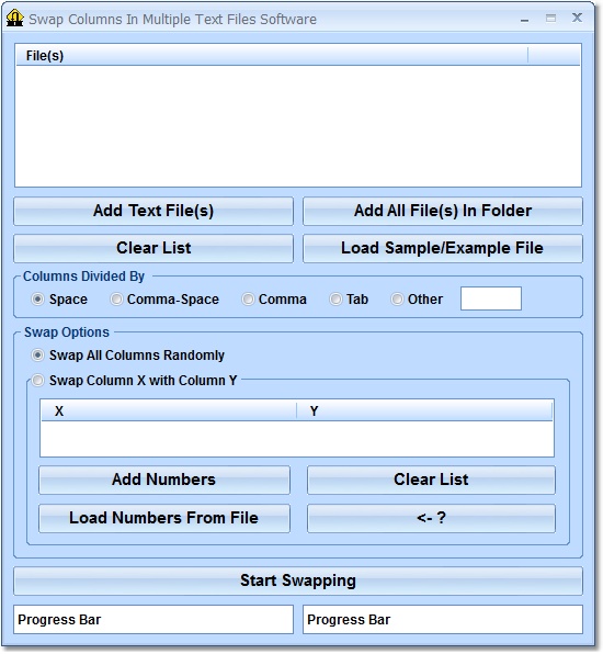 Swap Columns In Multiple Text Files Software screen shot