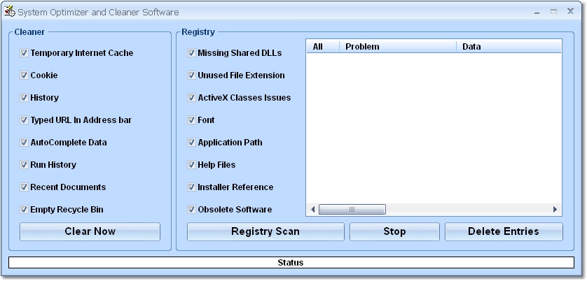 System Optimizer and Cleaner Software screen shot