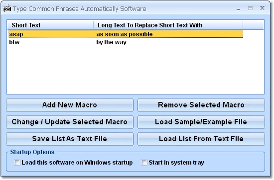 Type Common Phrases Automatically Software screen shot