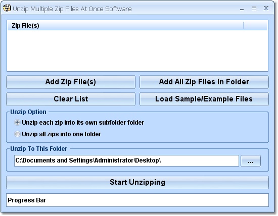 Unzip Multiple Zip Files At Once Software screen shot