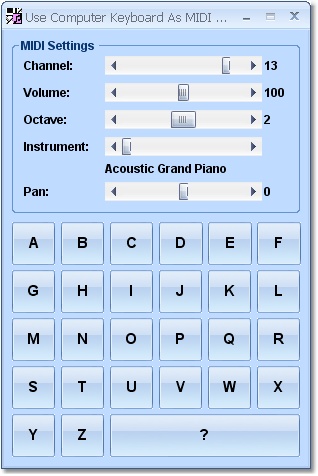 This software will allow you to use your keyboard to play midi instruments.