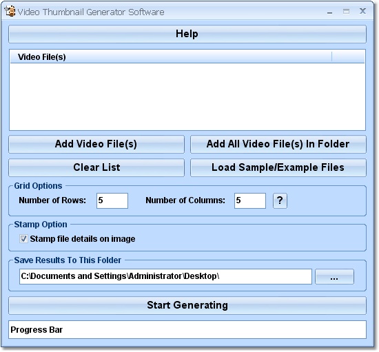 Video Thumbnail Generator Software screen shot