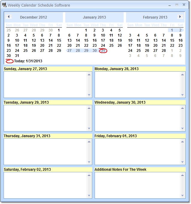 Weekly Calendar Schedule Software screen shot