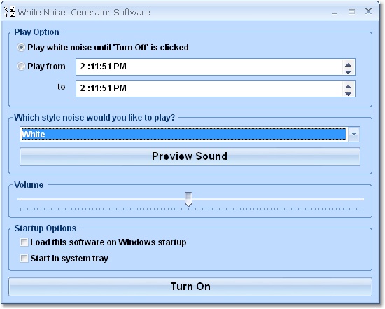 White Noise Generator Software screen shot