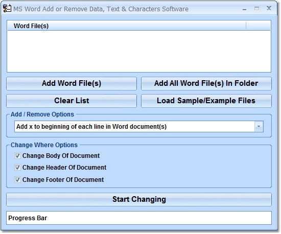 Screenshot of MS Word Add or Remove (Delete) Data, Text & Characters Software