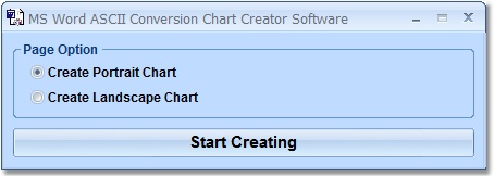 MS Word ASCII Conversion Chart Creator Software screen shot