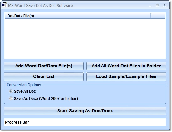 MS Word Save Dot As Doc Software screen shot