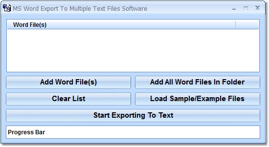 MS Word Export To Multiple Text Files Software screen shot