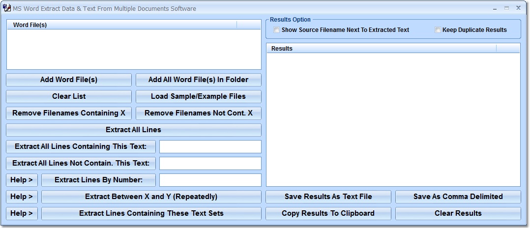 Screenshot of Word Extract Data & Text In Multiple Documents Software