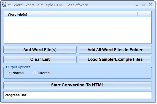 Screenshot of MS Word to HTML Batch Convert Multiple Documents Software