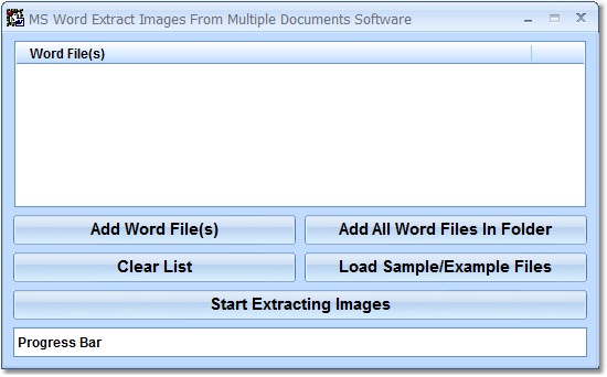 Screenshot of MS Word Extract Images From Multiple Documents Software
