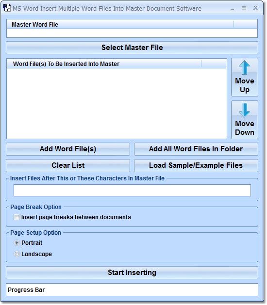 MS Word Insert Multiple Word Files Into Master Doc screen shot
