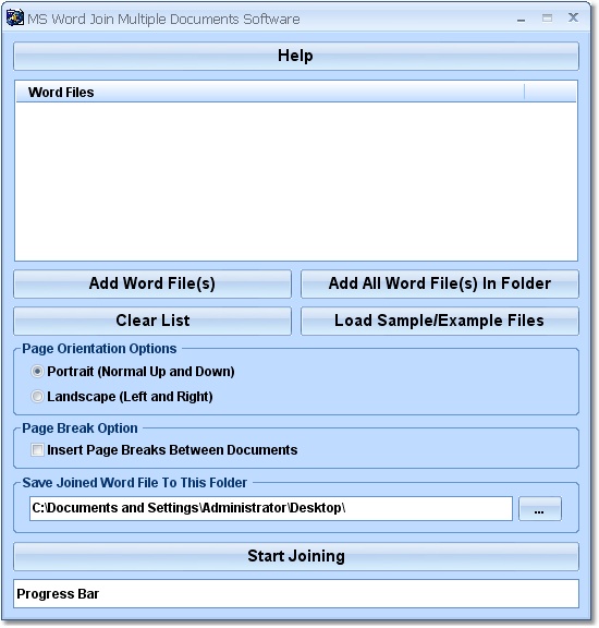 MS Word Join Multiple Documents Software screen shot