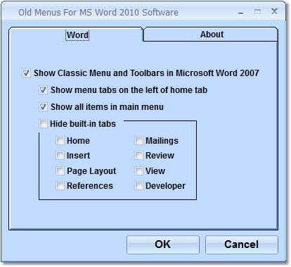 Old Menus For MS Word 2010 Software screen shot
