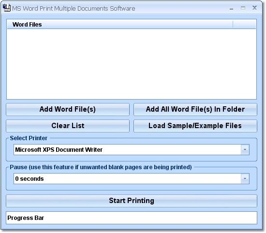 Screenshot of MS Word Print Multiple Documents Software