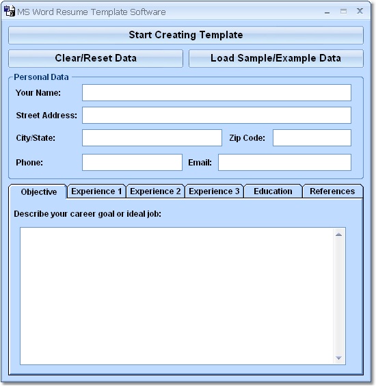 MS Word Resume Template Software full Windows 7 screenshot - Windows 7 ...