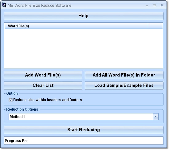 Screenshot of MS Word File Size Reduce Software