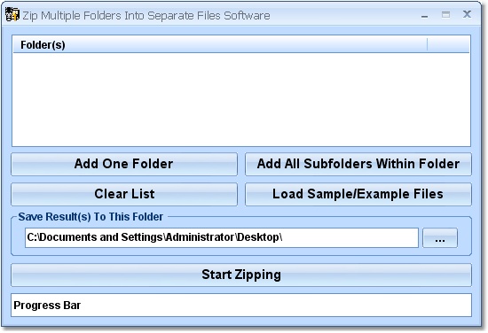 Zip Multiple Folders Into Separate Files Software screen shot
