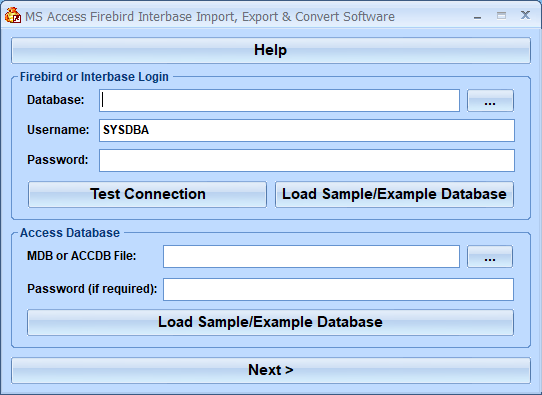 screenshot of ms-access-firebird-interbase-import,-export-and-convert-software