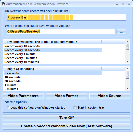 screenshot of automatically-take-webcam-videos-software