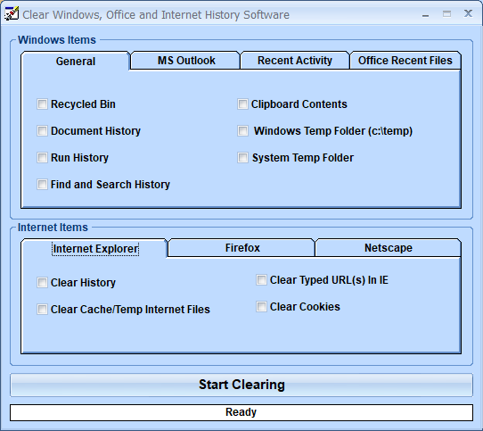 screenshot of clear-windows,-office-and-internet-history-software