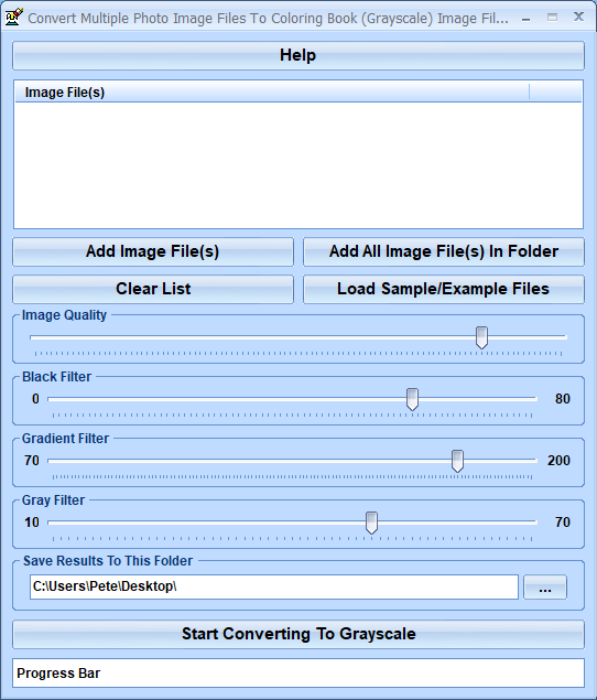 screenshot of convert-multiple-photo-image-files-to-coloring-book-(grayscale)-image-files-software