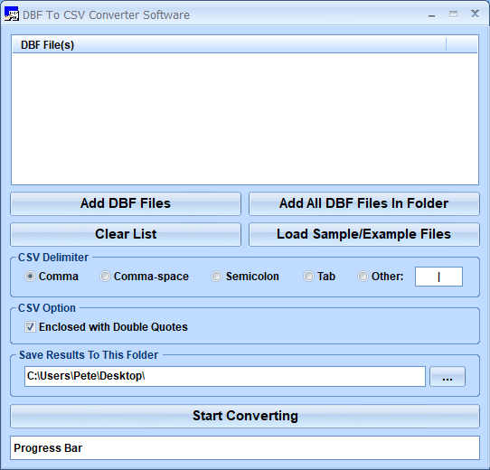 screenshot of dbf-to-csv-converter-software