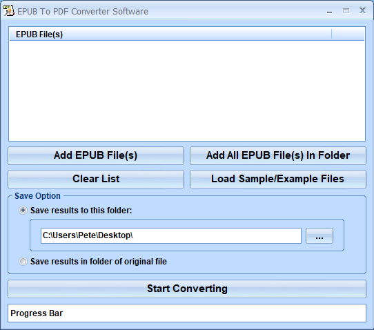 screenshot of epub-to-pdf-converter-software