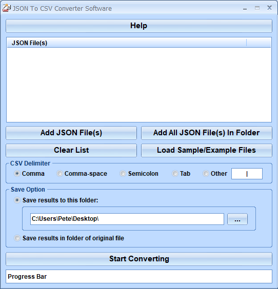 screenshot of json-to-csv-converter-software